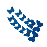 Set 12 bucati, fluturi 3D cu magnet, decoratiuni casa sau evenimente, albastru, A44